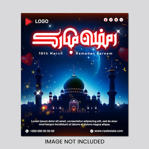 Flyer concept for ramadan kareem with social media banner or instagram post template