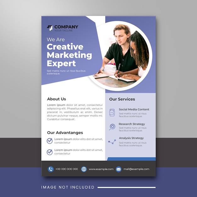 Flyer design color gradient blue corporate business company template Premium Psd