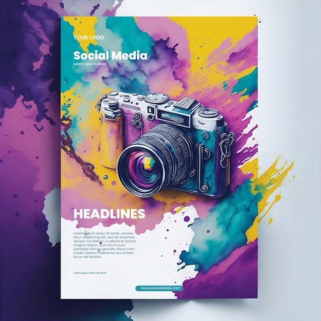 Flyer design with abstract camera illustration