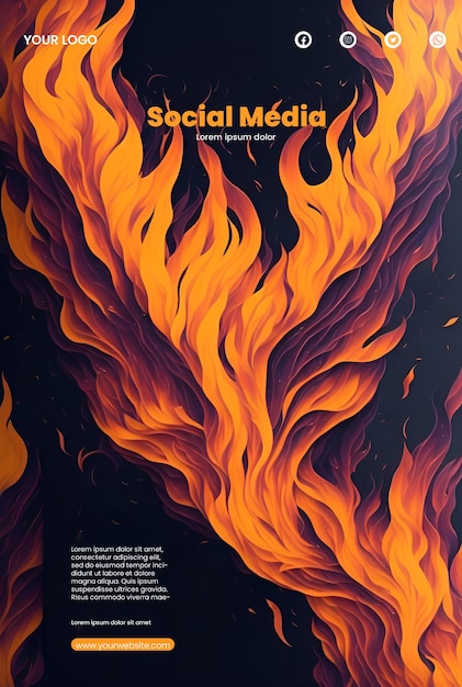 Flyer design with abstract fire illustration