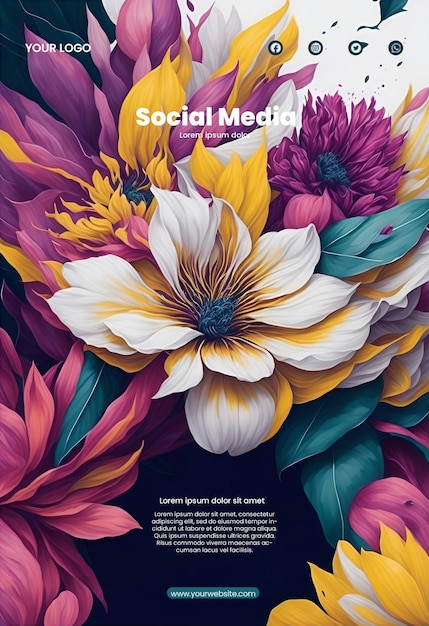 Flyer design with abstract flower illustration