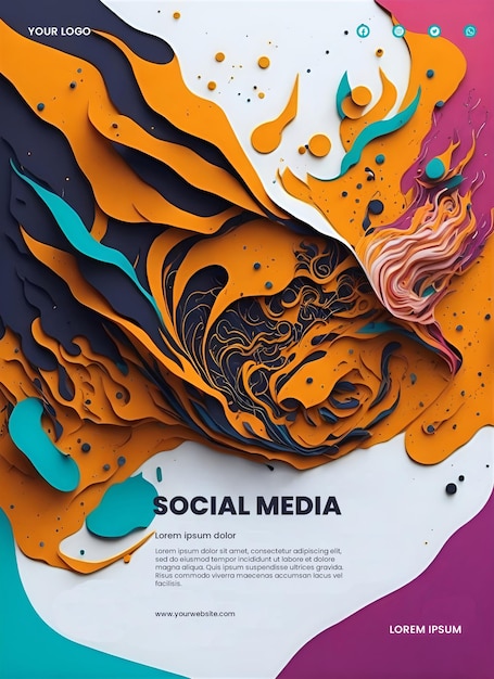 PSD flyer design with abstract illustration