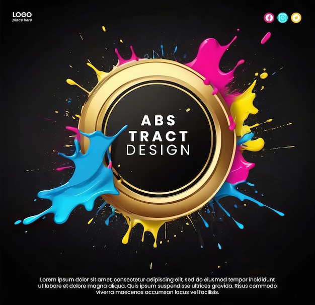 PSD flyer design with abstract neon illustration