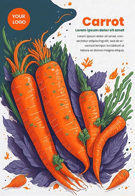 PSD flyer design with carrot illustration 2