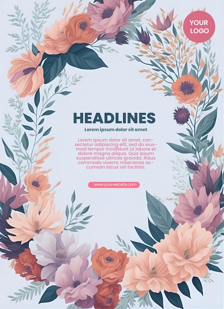 Flyer design with floral frame illustration