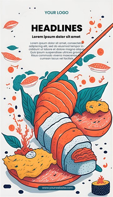 Flyer design with food illustration