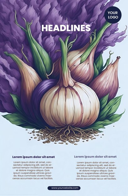 PSD flyer design with onion illustration 2