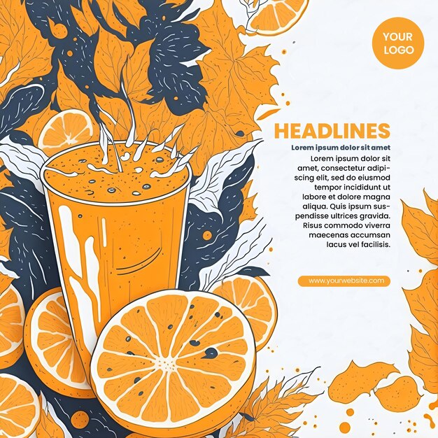 Flyer design with orange juice illustration