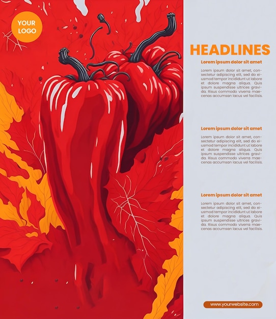 Flyer design with red pepper illustration 2