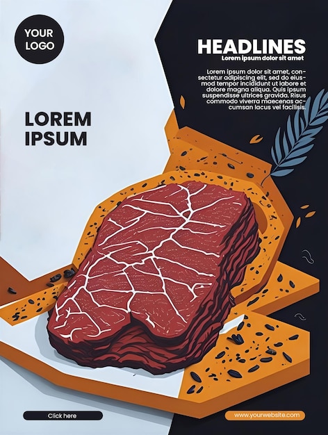 Flyer design with steak illustration