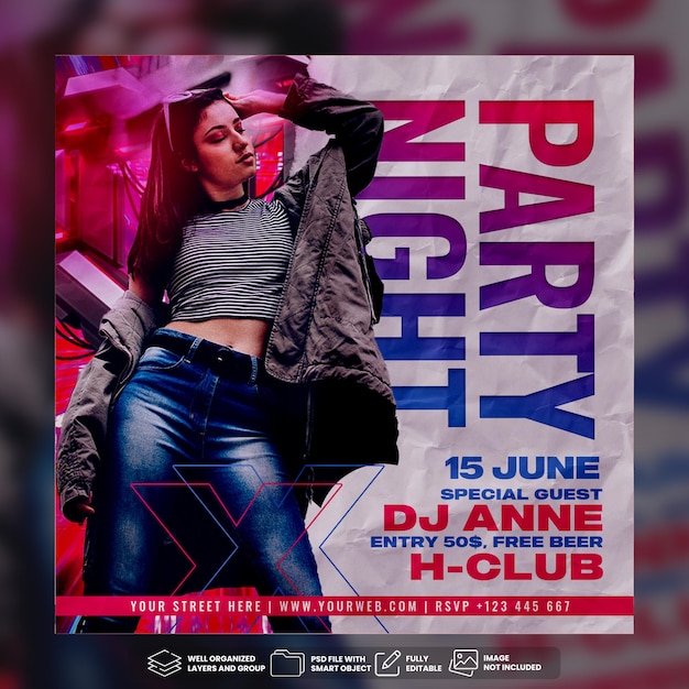 PSD Шаблон социальных сетей flyer dj party premium psd