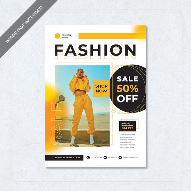 a flyer for a fashion sale on a wall
