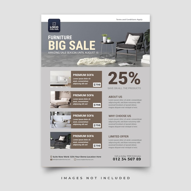 PSD a flyer for a furniture store that says the best big sale
