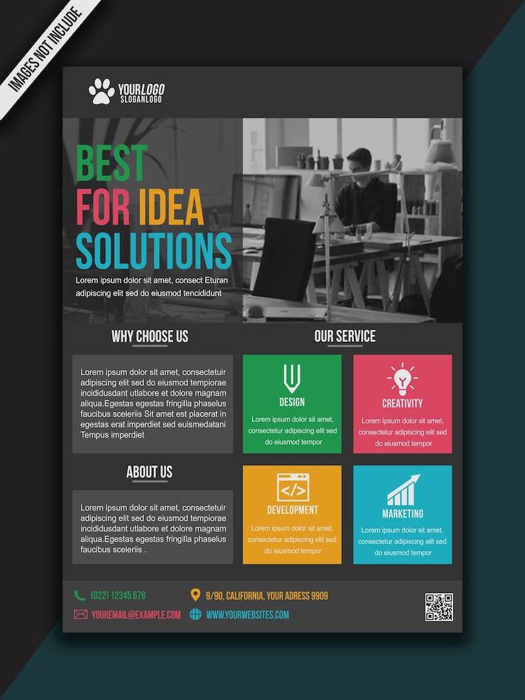 PSD flyer kleurrijke moderne zakelijke brochure - a3-formaat