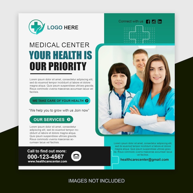 PSD a flyer for medical center your health is our priority.