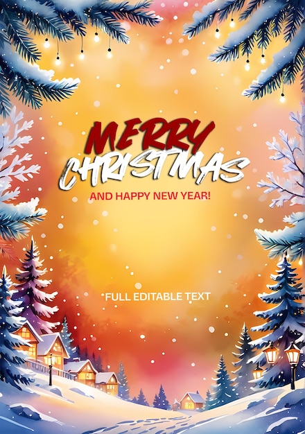 Flyer merry christmas holidays banner orange psd