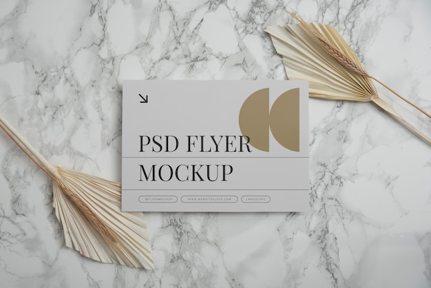 PSD flyer mock-up with elegant and luxurious flowers