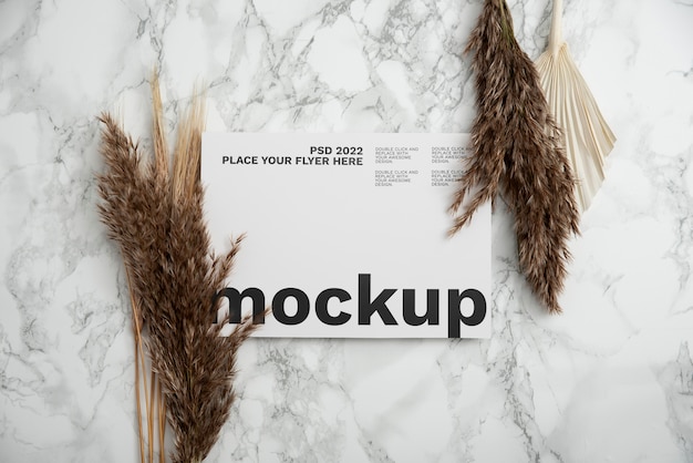 Flyer mock-up with elegant and luxurious flowers