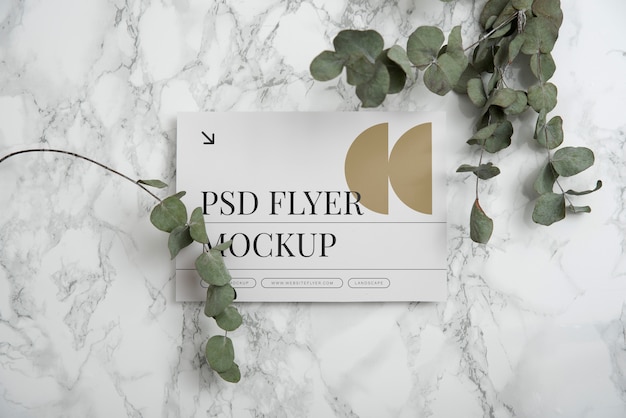 PSD flyer mock-up with elegant and luxurious flowers