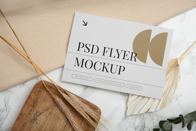 Flyer mock-up with elegant and luxurious flowers