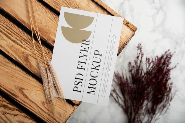 Flyer mock-up with elegant and luxurious flowers