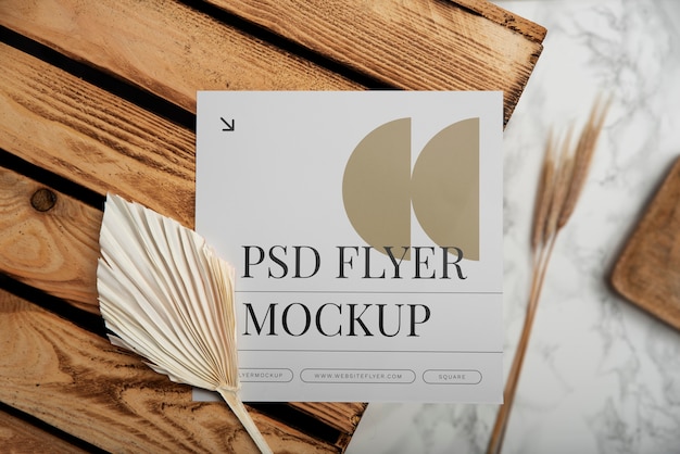 PSD flyer mock-up with elegant and luxurious flowers