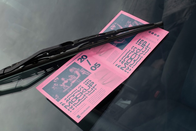 PSD flyer mockup on car hood
