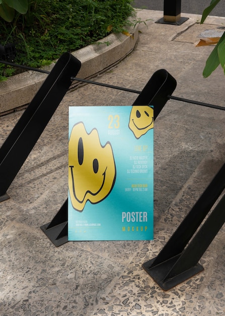 Flyer mockup design on the street