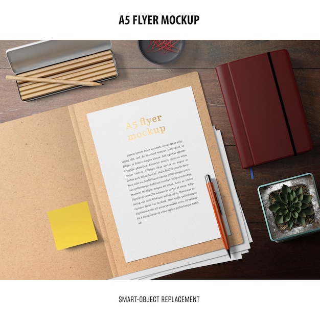 flyer mockup in a desktop