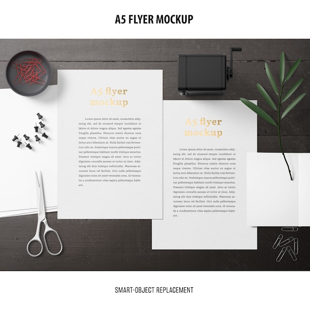 flyer mockup in a desktop