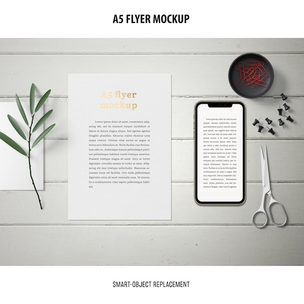 flyer mockup in a desktop