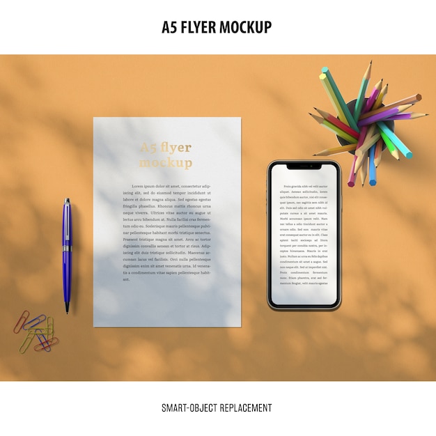 flyer mockup in a desktop