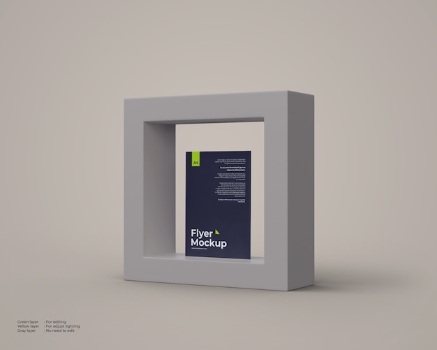 PSD flyer mockup in 3d-doos