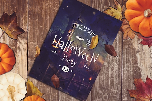 Flyer mockup met halloween design