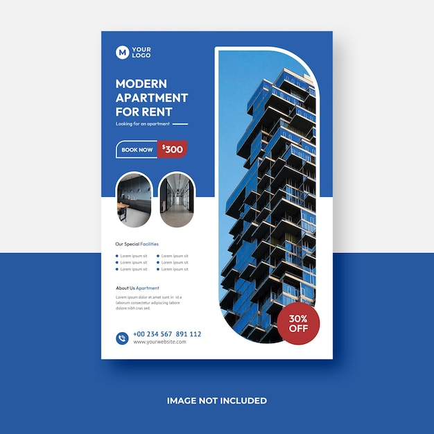 a flyer for a modern apartment for rent.