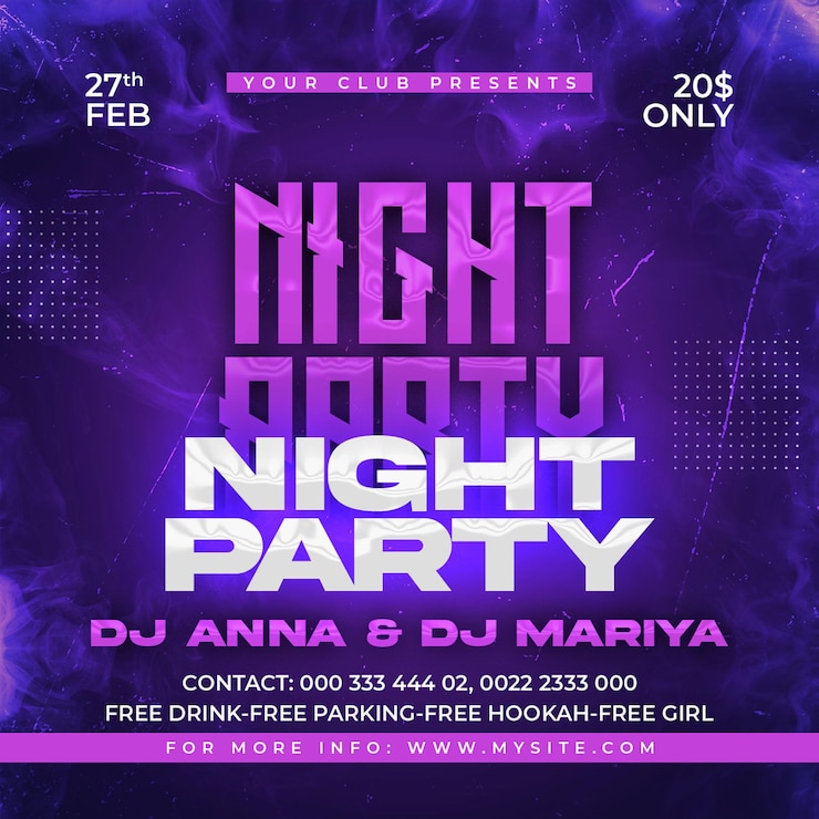 PSD a flyer for night doh night party at night