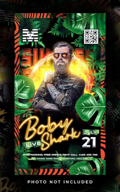 PSD flyer party club post e storia premium psd