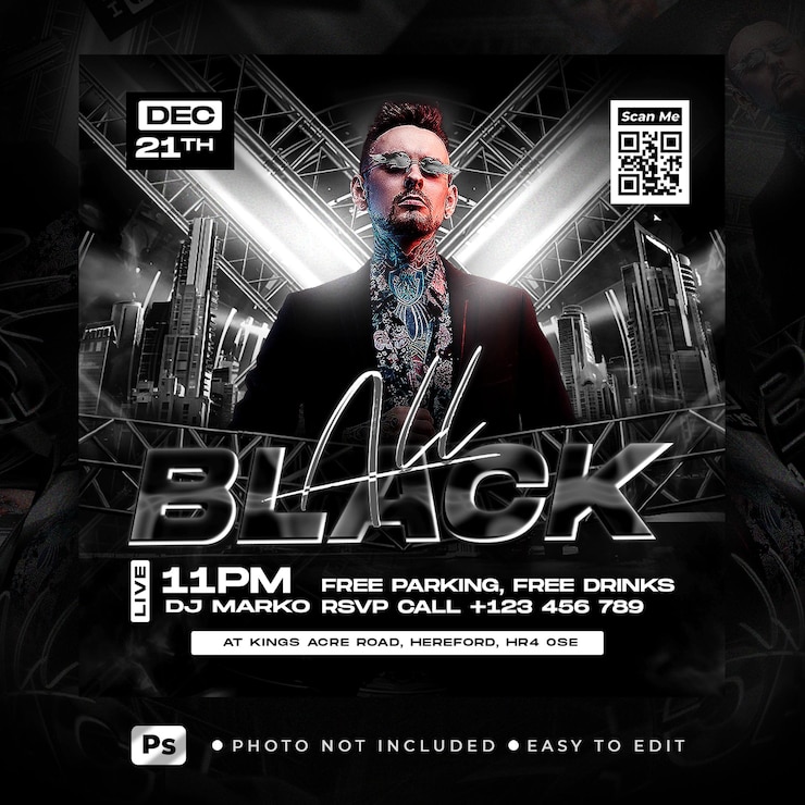 PSD flyer party club post and story premium psd