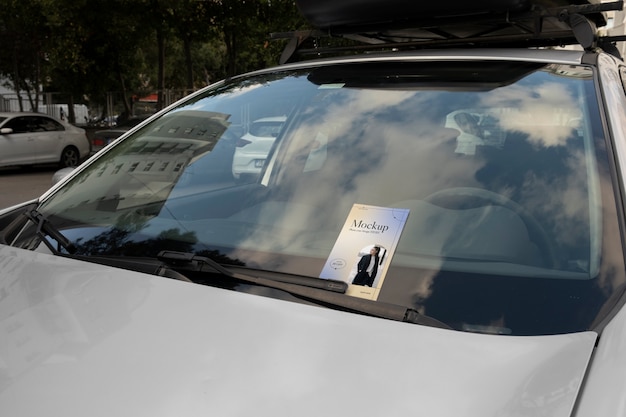 PSD flyer place on car windshield under wipers