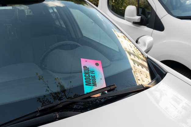 PSD flyer place on car windshield under wipers