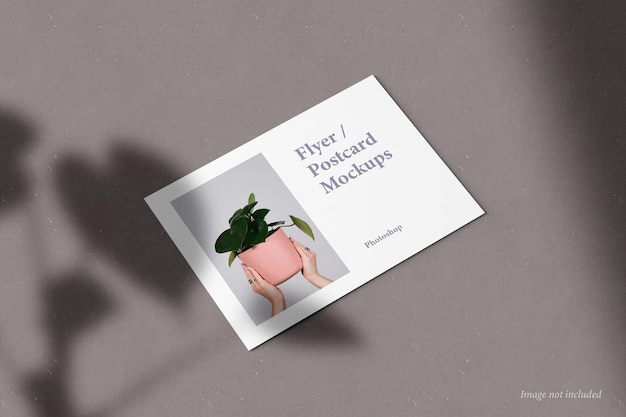 PSD flyer and postcard mockup perspective view