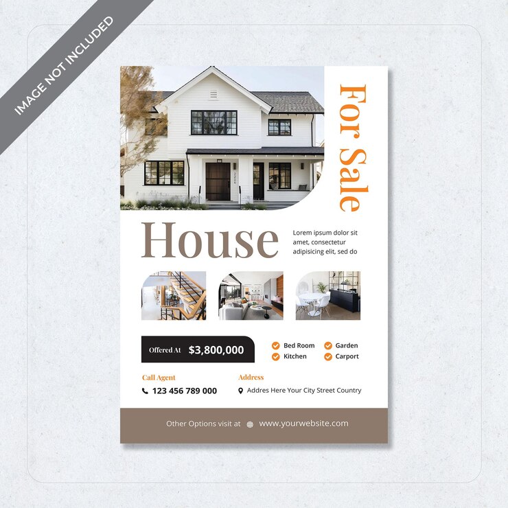 PSD flyer poster promotion for house for sale for for for sale white brown