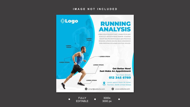 PSD a flyer for a running analysis company