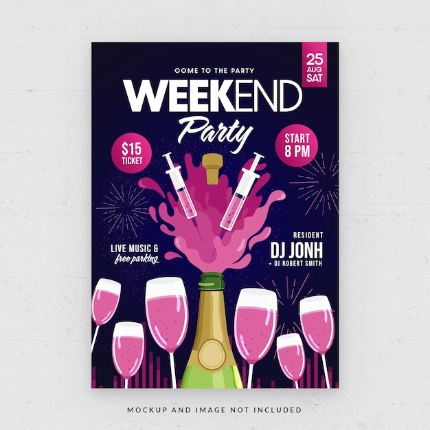 PSD flyer-sjablonen voor weekendnachtfeesten in psd