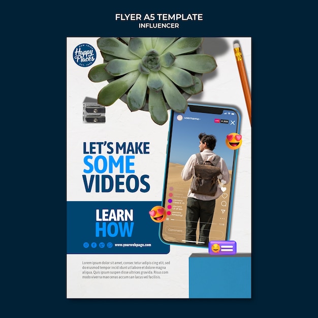 Flyer-sjabloon voor influencer-concept