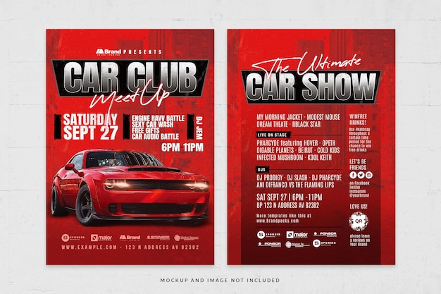 Flyer-sjabloon voor rode autoclub in PSD