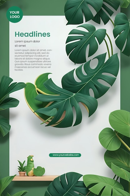 Flyer sjabloonontwerp met monstera