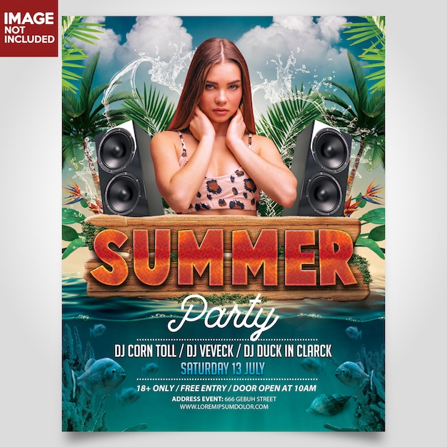 FLYER SUMMER BEACH PARTY SJABLOON