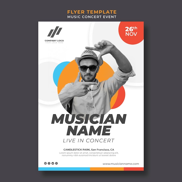 PSD flyer template for live concert