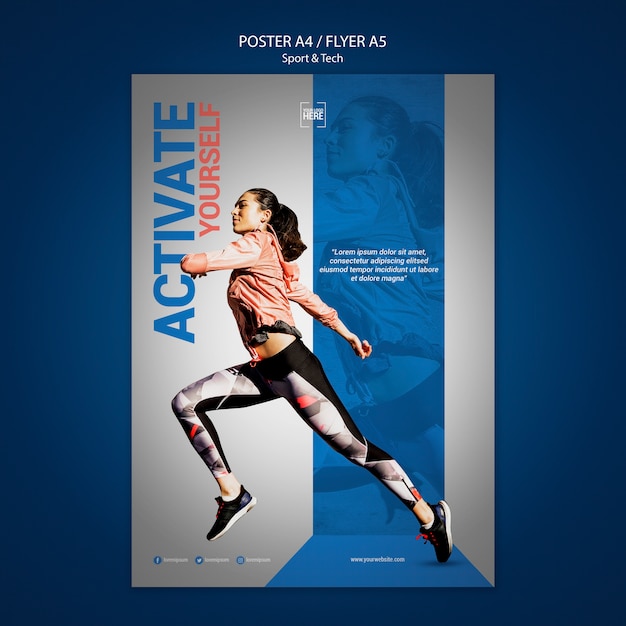 PSD flyer template for sport and tech